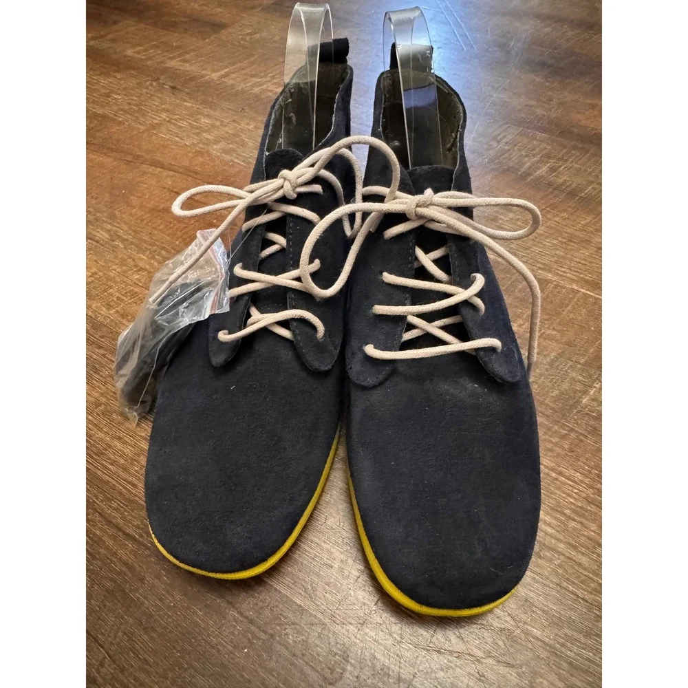 Aerosoles Women's 8.5W Black Suede Lace Up Ankle Boots Yellow Sole NWOT